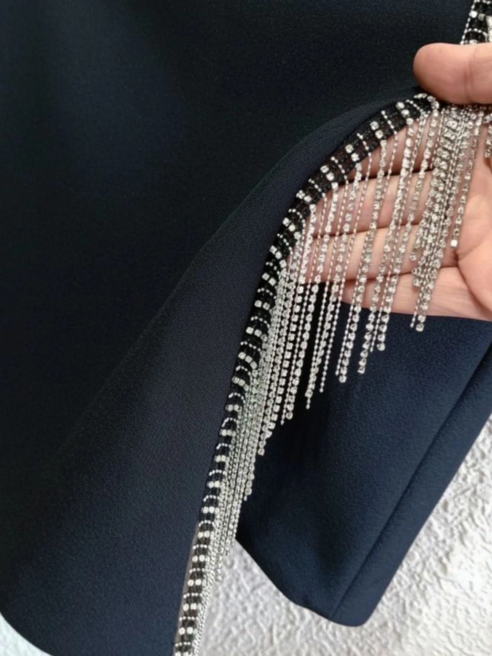 Zara zwarte mini-rok met strass-kristallen kwasten Jewel asymmetrische clubwear-rok – photo 3